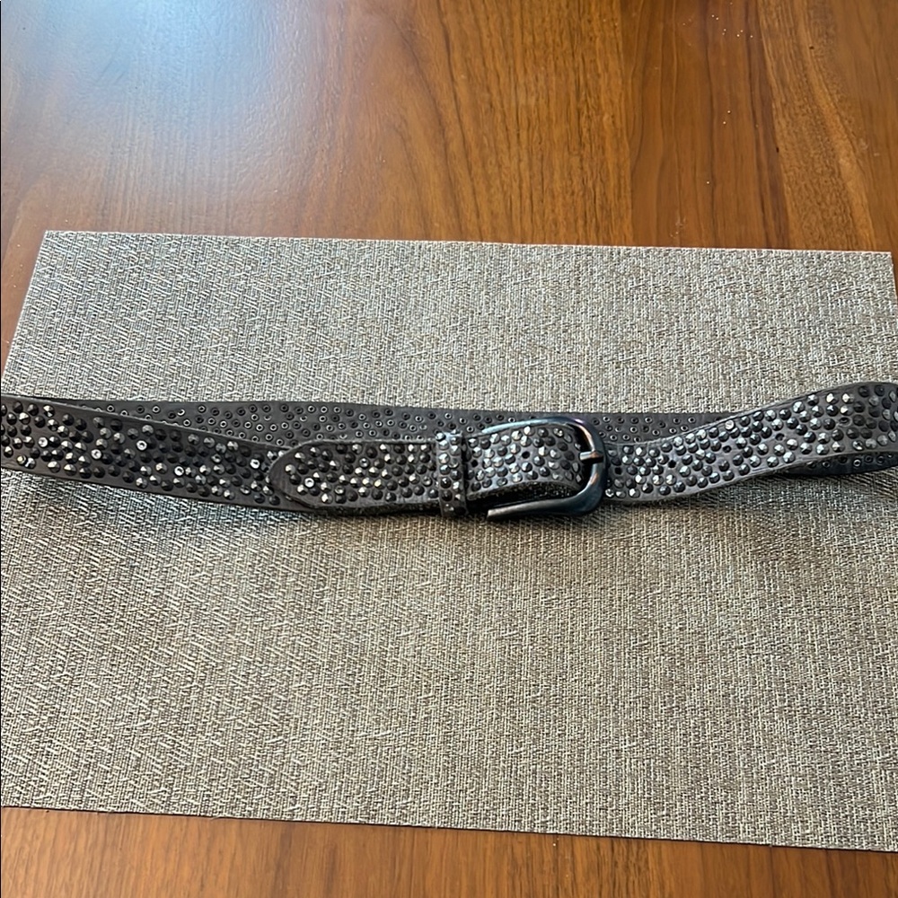 Black Glittery Belt with Silver Buckle